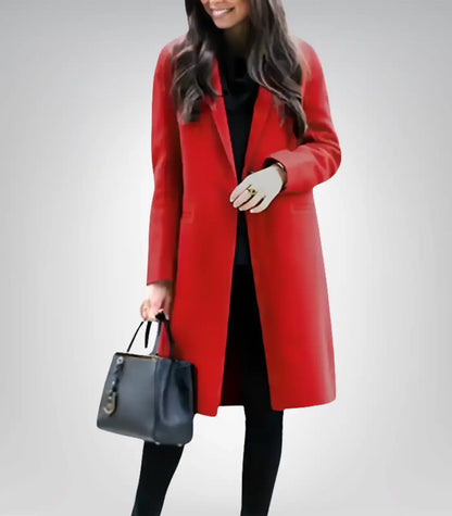 Women’s Red Single-Breasted Wool Walker Coat