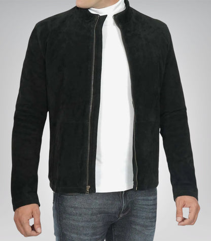 Men’s Classic Black Suede Biker Jacket Premium Real Suede Motorcycle Style