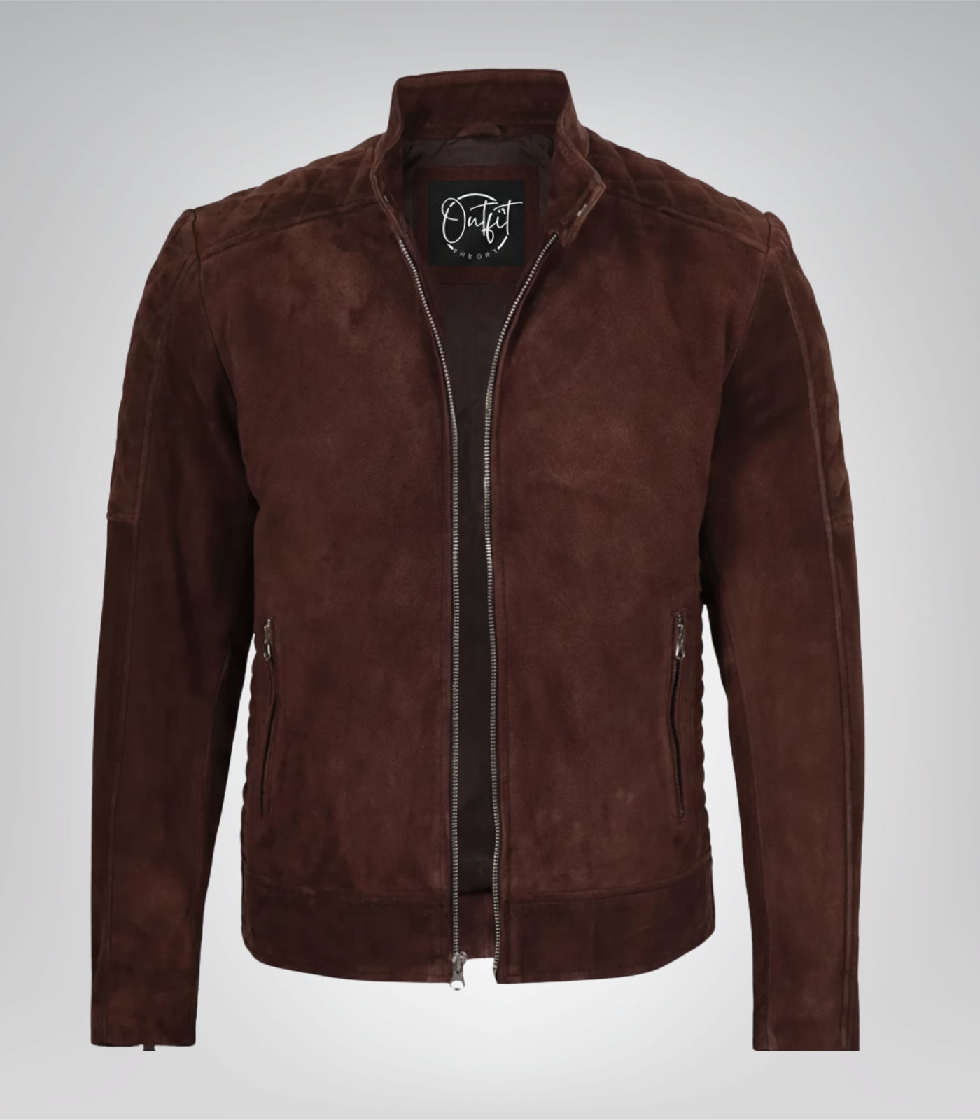 Men’s Top Notch Dark Brown Suede Jacket Premium Real Suede Zip Style
