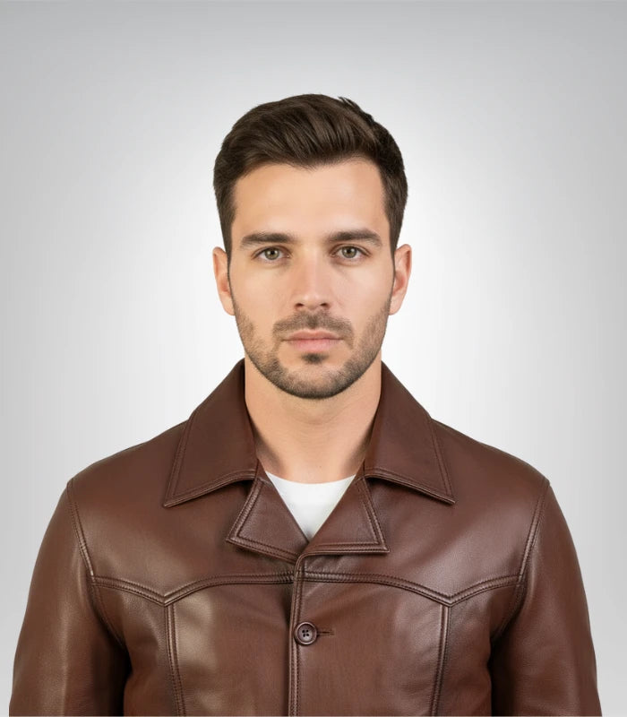 Stylish brown motorcycle jacket for men with premium finish