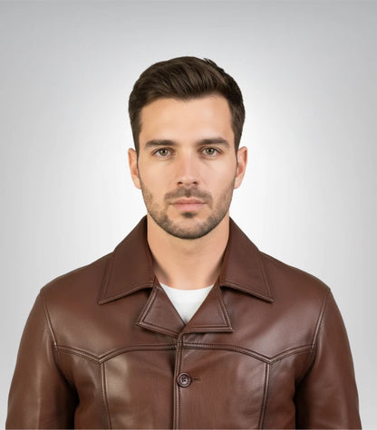 Stylish brown motorcycle jacket for men with premium finish