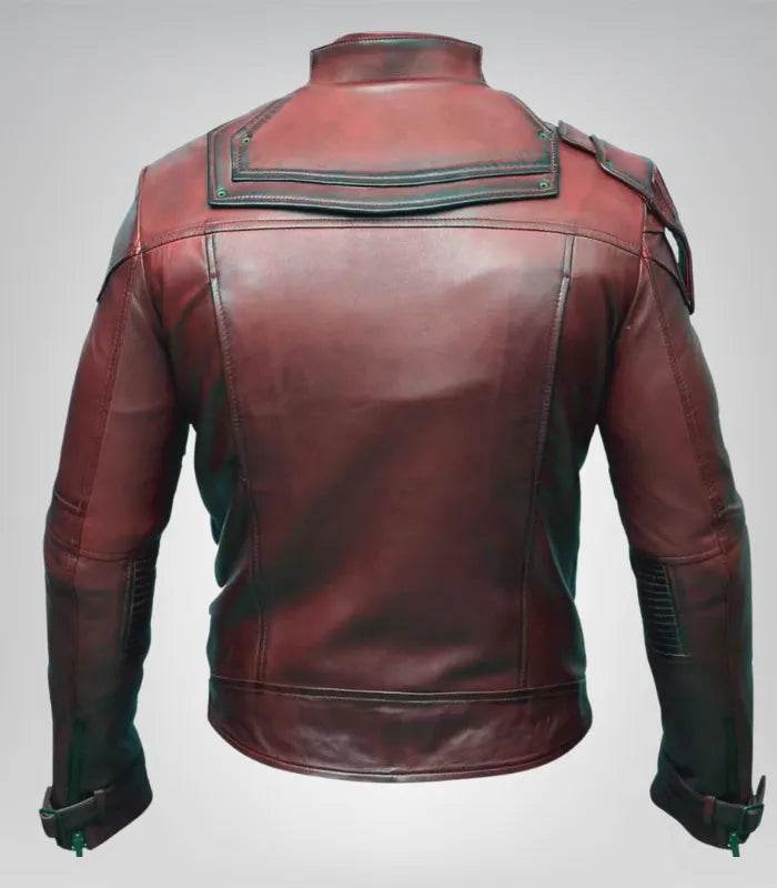 Men’s premium red leather biker jacket – soft sheepskin motorcycle coat
