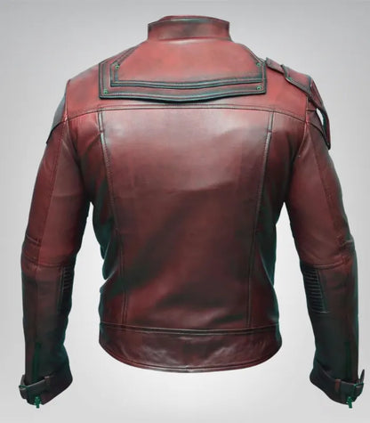 Men’s premium red leather biker jacket – soft sheepskin motorcycle coat
