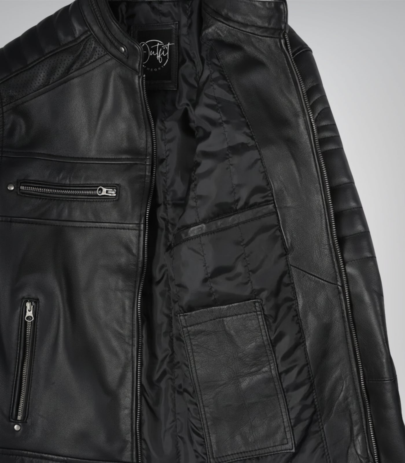 Premium men’s black motorcycle jacket made from real lambskin