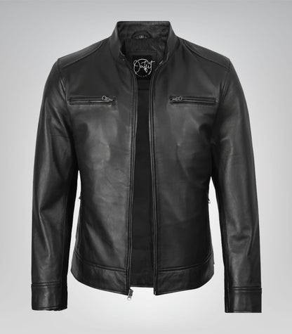 Timeless Black Motorcycle Jacket for Men, Crafted from Real Leather