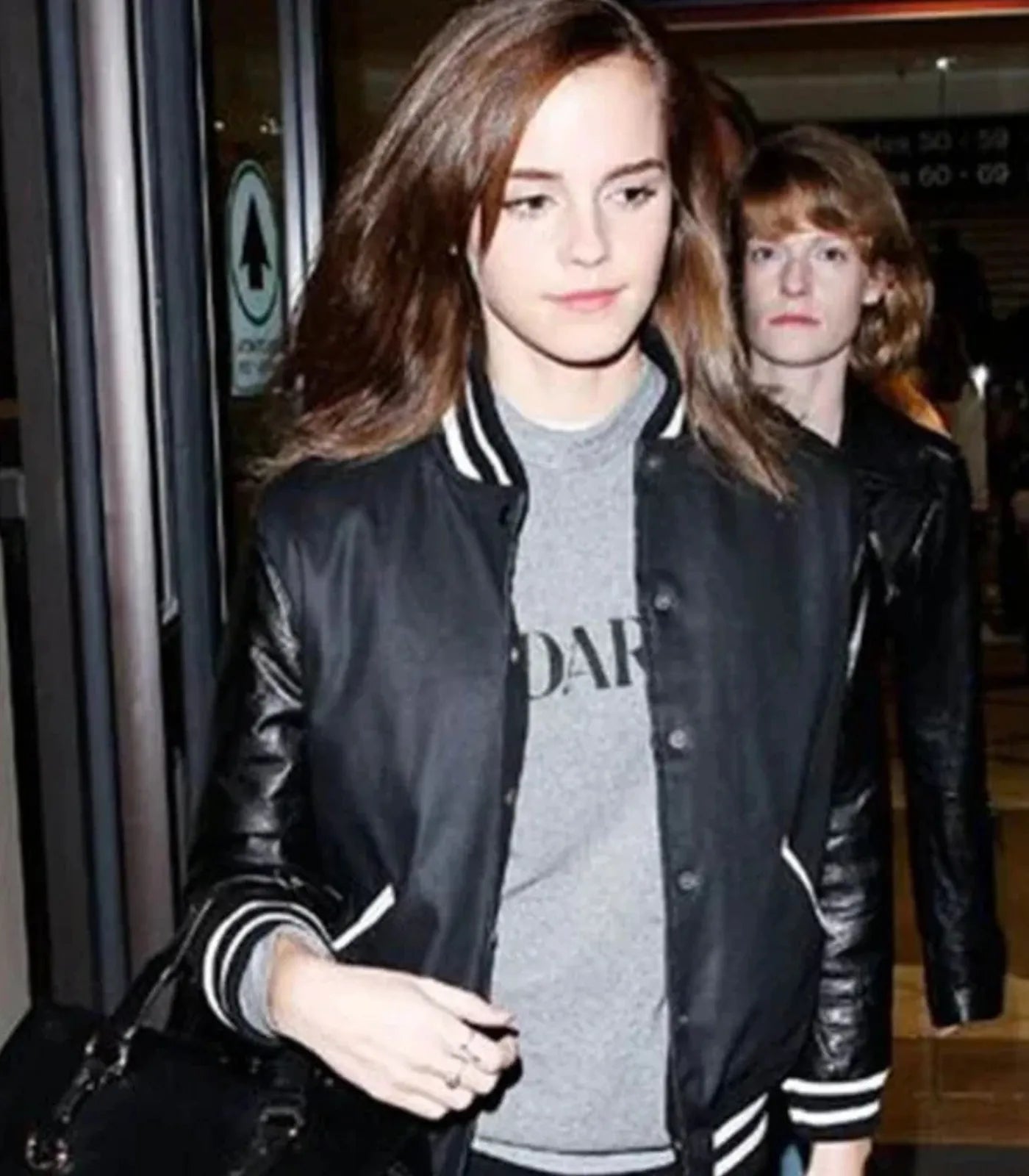 Emma Watson Inspired Black Varsity Jacket for Women