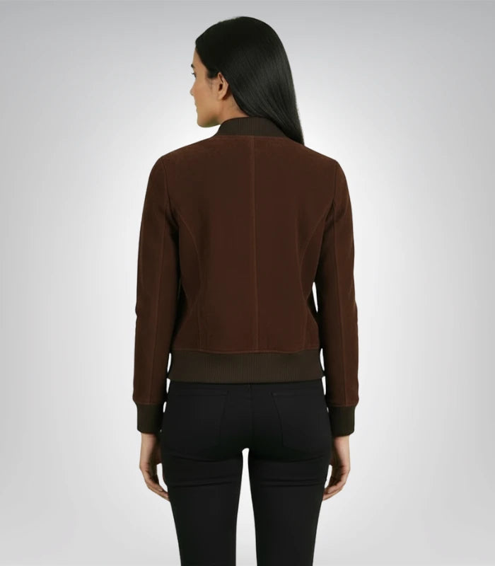 Bliss Brown Suede Bomber Jacket