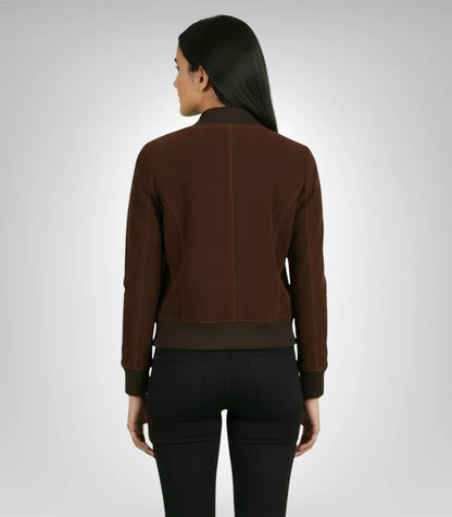 Bliss Brown Suede Bomber Jacket