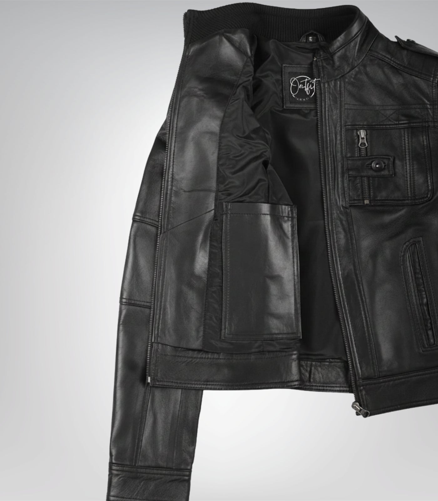 Premium black leather moto jacket for women with biker-inspired design