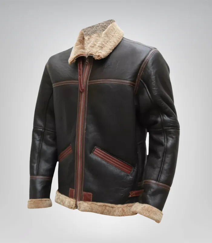 Real sheepskin leather Airforce B3 bomber – men’s winter aviator coat