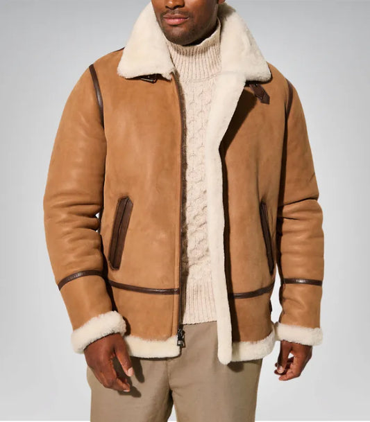Jason B3 Sheepskin Bomber Jacket – Men’s Real Shearling Aviator Coat