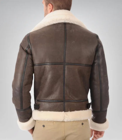 B3 RAF Shearling Bomber Jacket – Real Sheepskin Leather Aviator Flight Coat