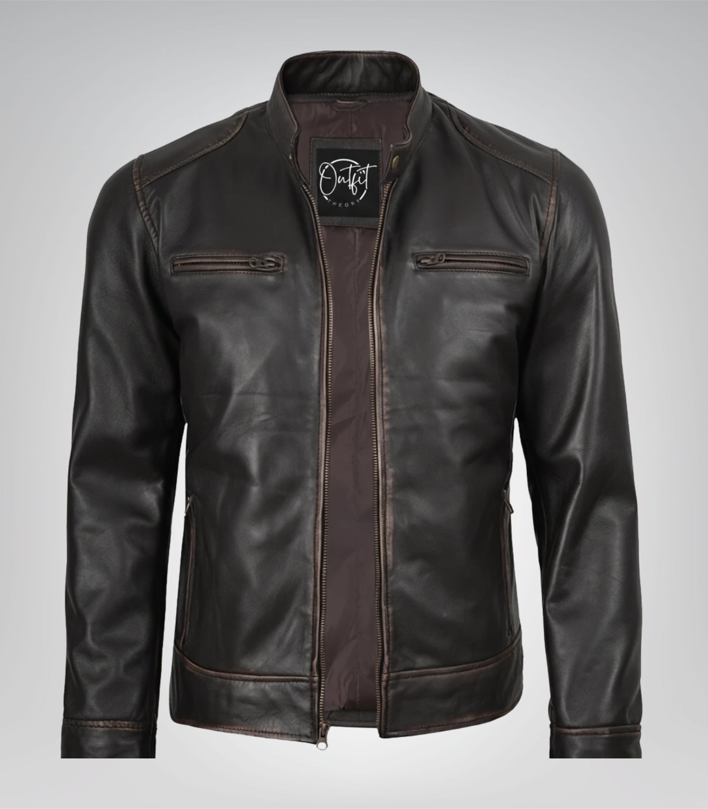 Black sleek lambskin motorcycle jacket designed for men