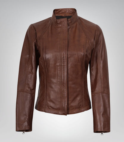 Acerra women’s premium slim-fit leather biker jacket