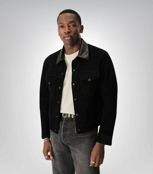 Buck Mason Rambler suede trucker jacket for men – classic outerwear