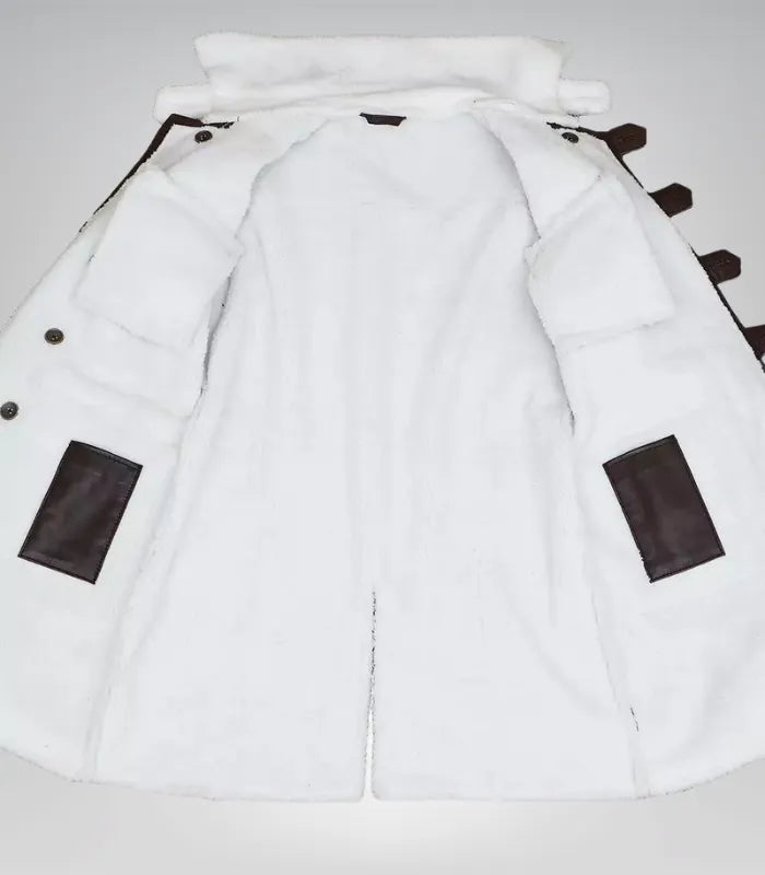 Men’s brown leather coat – genuine leather Bane style winter outerwear