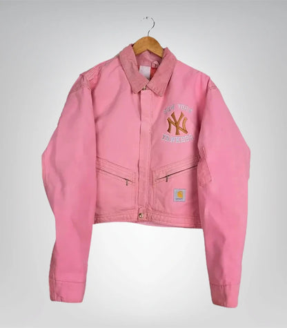 Women's blue cropped Carhartt jacket – NY Yankees collaboration