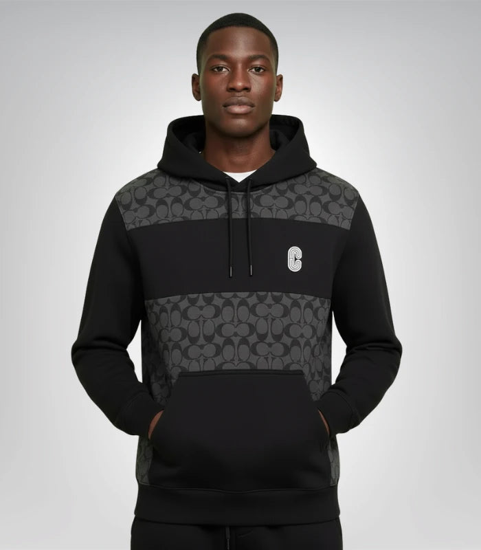 Premium black Coach hoodie for men – streetwear design