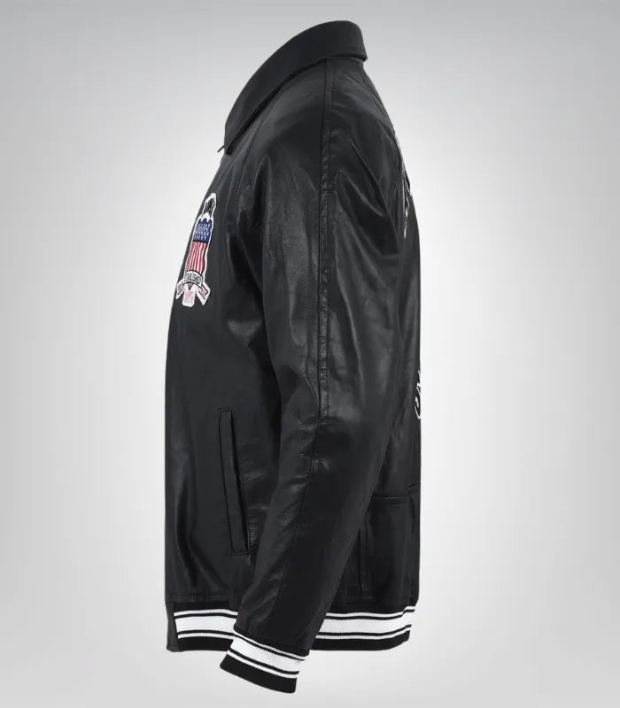 Vintage Avirex bomber jacket for men – classic black leather aviator coat