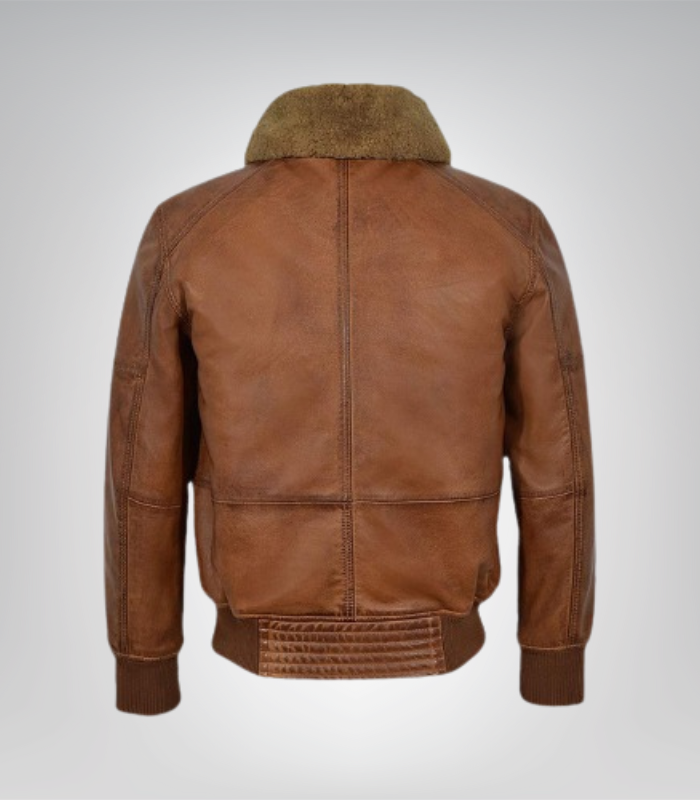 Mens Air Force Shearling Brown Leather Jacket
