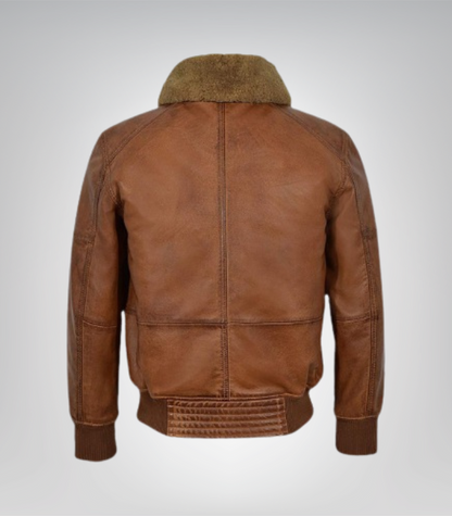 Mens Air Force Shearling Brown Leather Jacket
