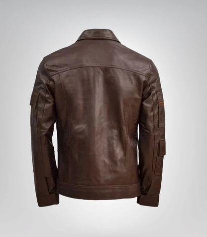 Vintage brown waxed leather jacket for men – motorcycle outerwear