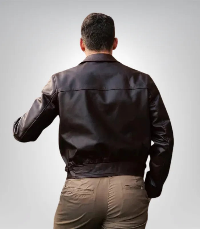 Vintage brown A2 leather jacket for men – classic pilot bomber coat