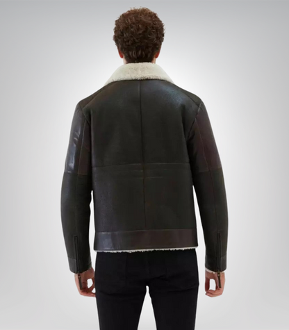 Classic men’s leather bomber jacket – sheepskin aviator design