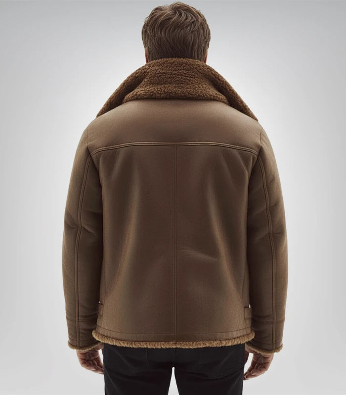 Classic men’s black shearling coat – real leather outerwear