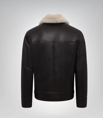 Mens RAF Sheepskin Leather Flying Jacket Dark Brown