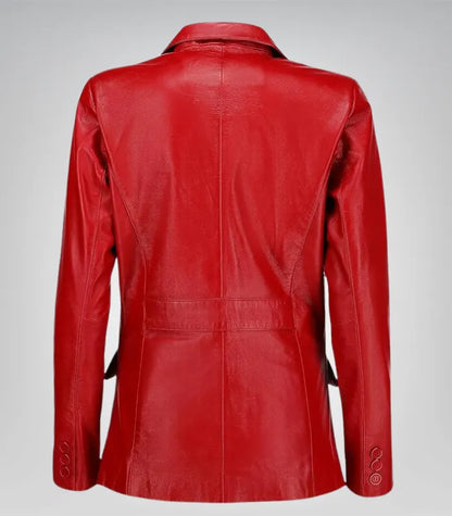 Women’s elegant red lambskin blazer – timeless and premium leather design