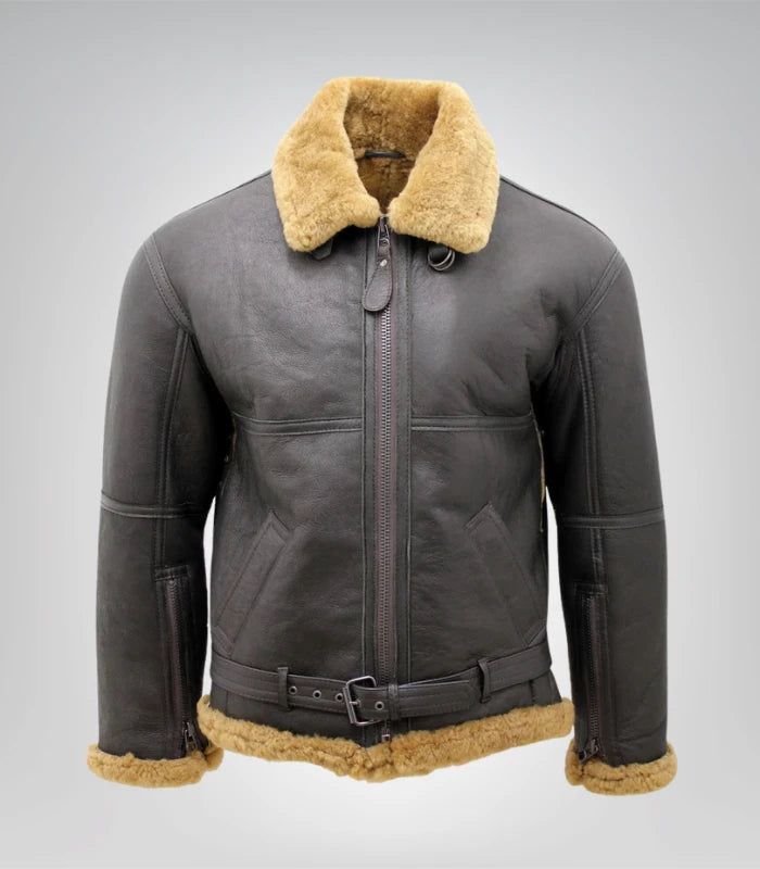 Classic RAF-style aviator jacket for men – ginger shearling leather