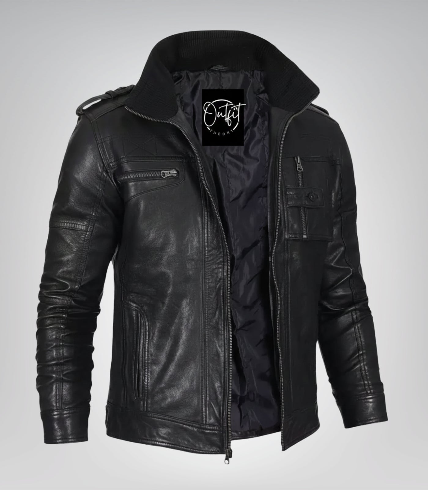 Men’s Black Washed Leather Motorcycle Jacket