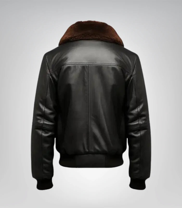 Classic men's aviator jacket – black leather bomber design