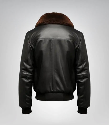 Classic men's aviator jacket – black leather bomber design