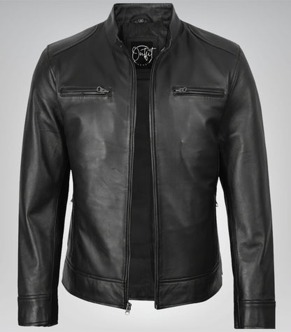 Sleek Lambskin Leather Motorcycle Jacket for Men