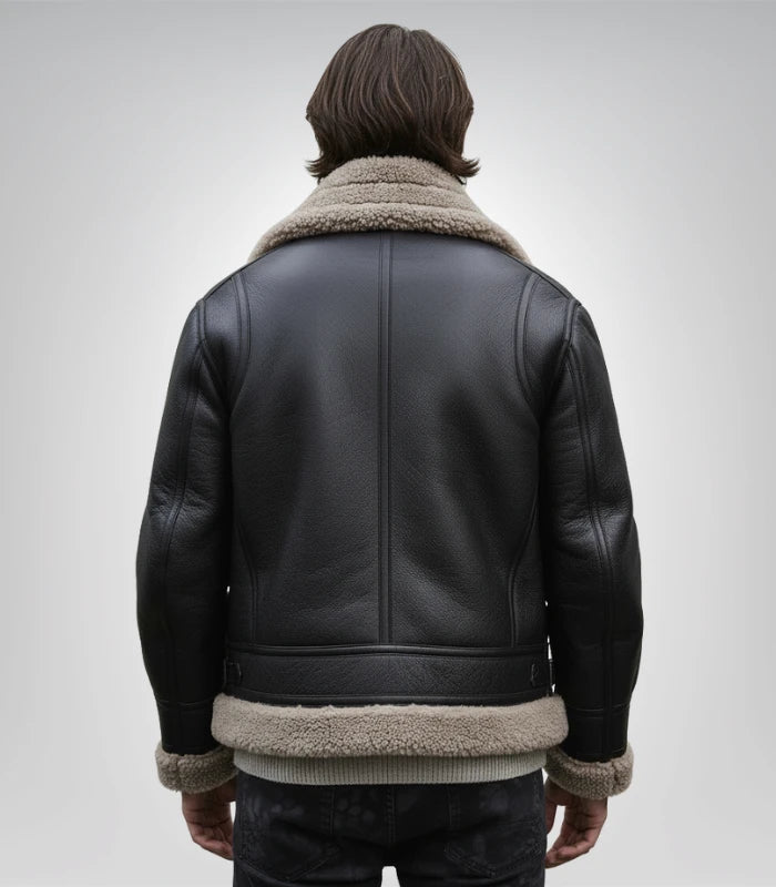 Mens Black Sheepskin Leather Jacket