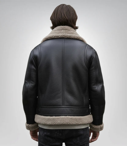 Mens Black Sheepskin Leather Jacket