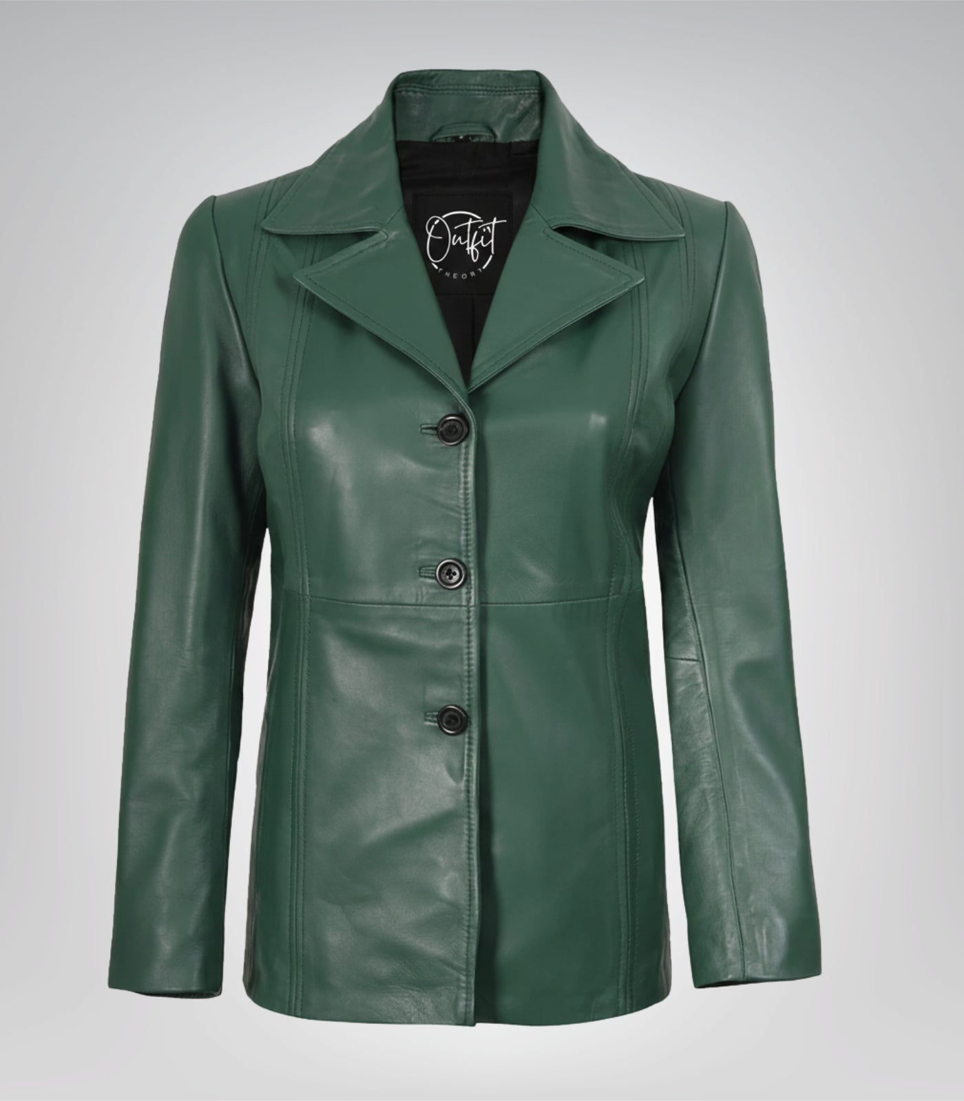 Women’s premium green lambskin leather blazer jacket