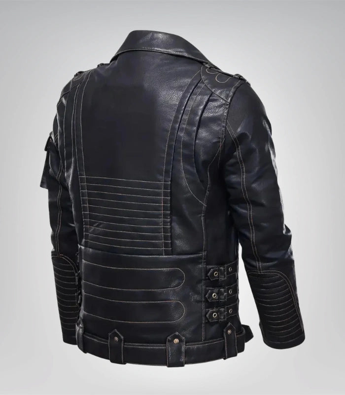 Classic men’s motorcycle jacket – genuine leather cafe racer look
