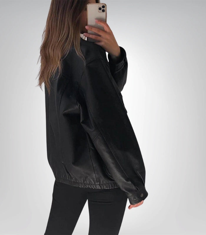 80s retro leather bomber jacket – oversized lambskin fashion