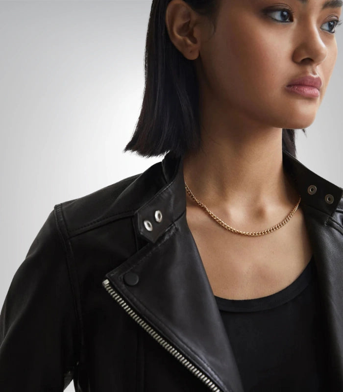 Women’s Genuine Leather Jacket Handmade Sheepskin Cropped Street Style