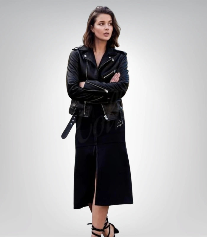 Trendy women’s black leather blazer coat – short street fashion