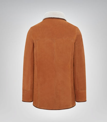 Classic winter jacket for men – tan sheepskin outerwear