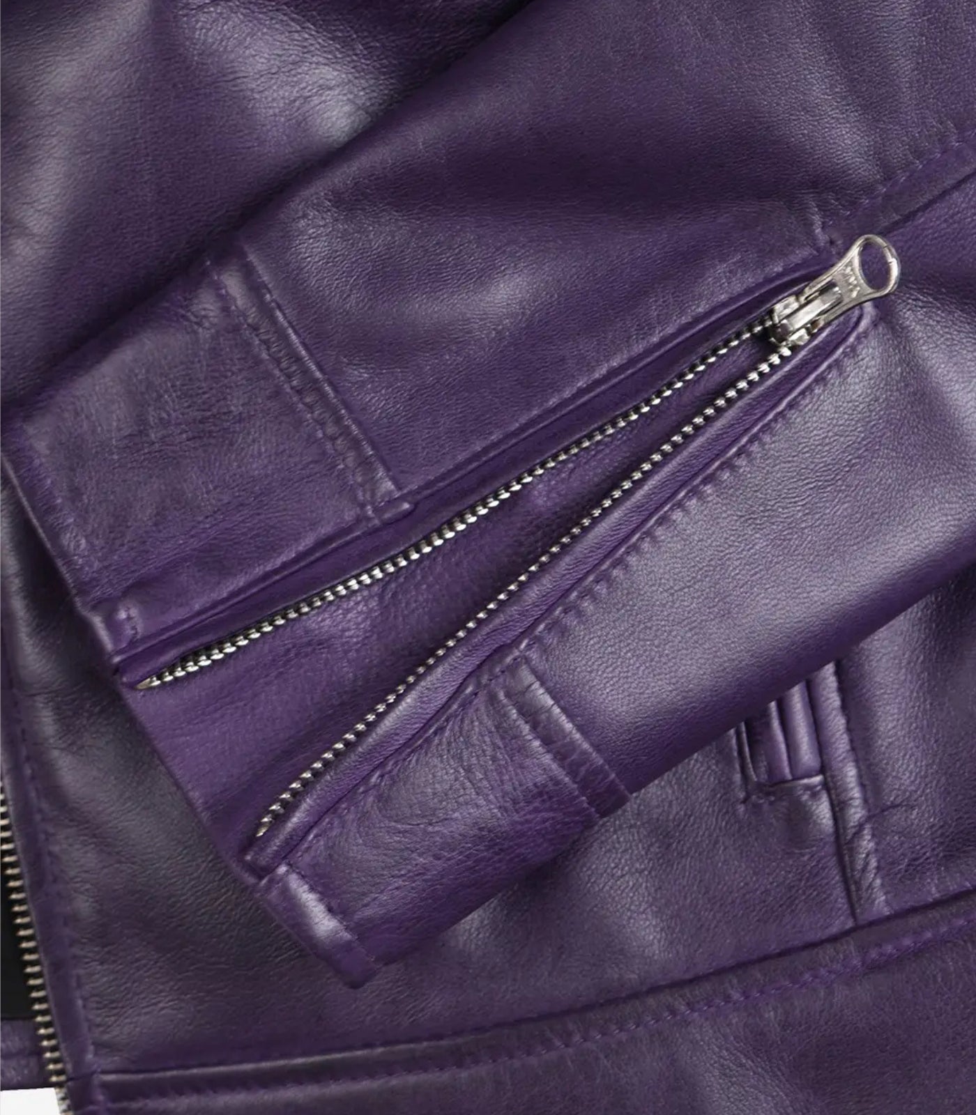 Stylish Dodge women’s purple lambskin leather biker jacket design