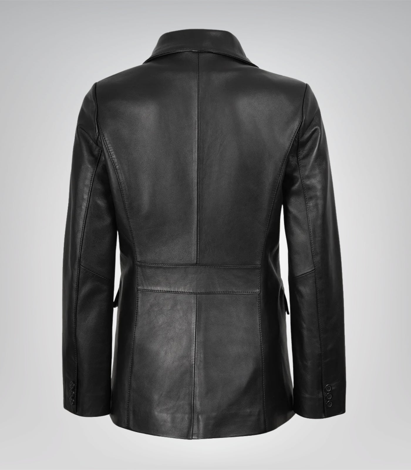 Stylish women’s black leather blazer crafted from lambskin