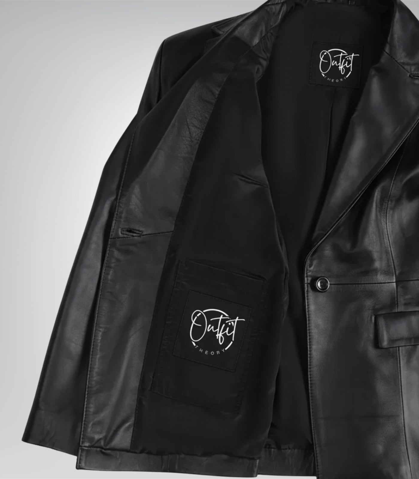 Stylish women’s black leather blazer made from lambskin