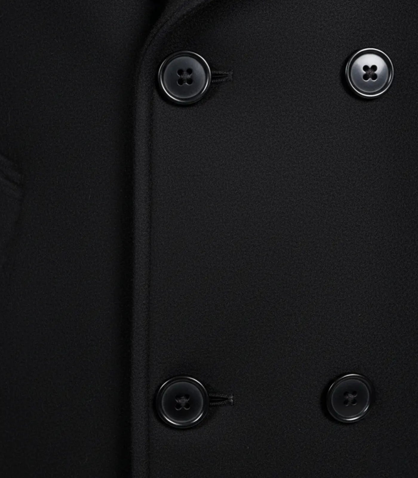 Kenney Men’s Double-Breasted Black Wool Coat Premium Modern Fit Overcoat