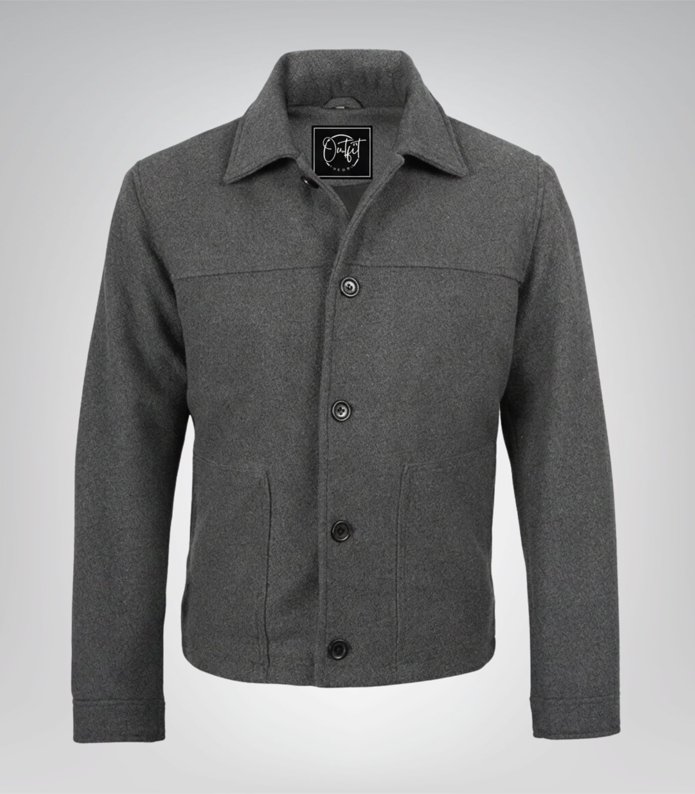 Stylish Kevin men’s gray wool button-up jacket with tailored fit
