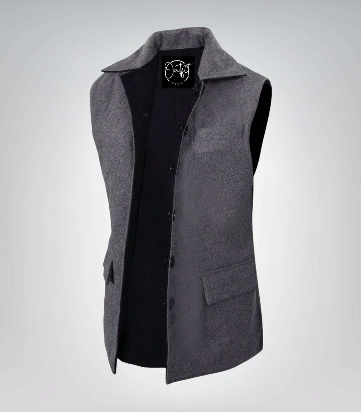 Lester Men Black and Gray Reversible Wool Vest